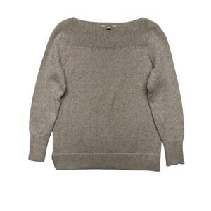 Loft Boatneck Oatmeal Knit Sweater Neutral Neck Detail NWOT Small Work Casual